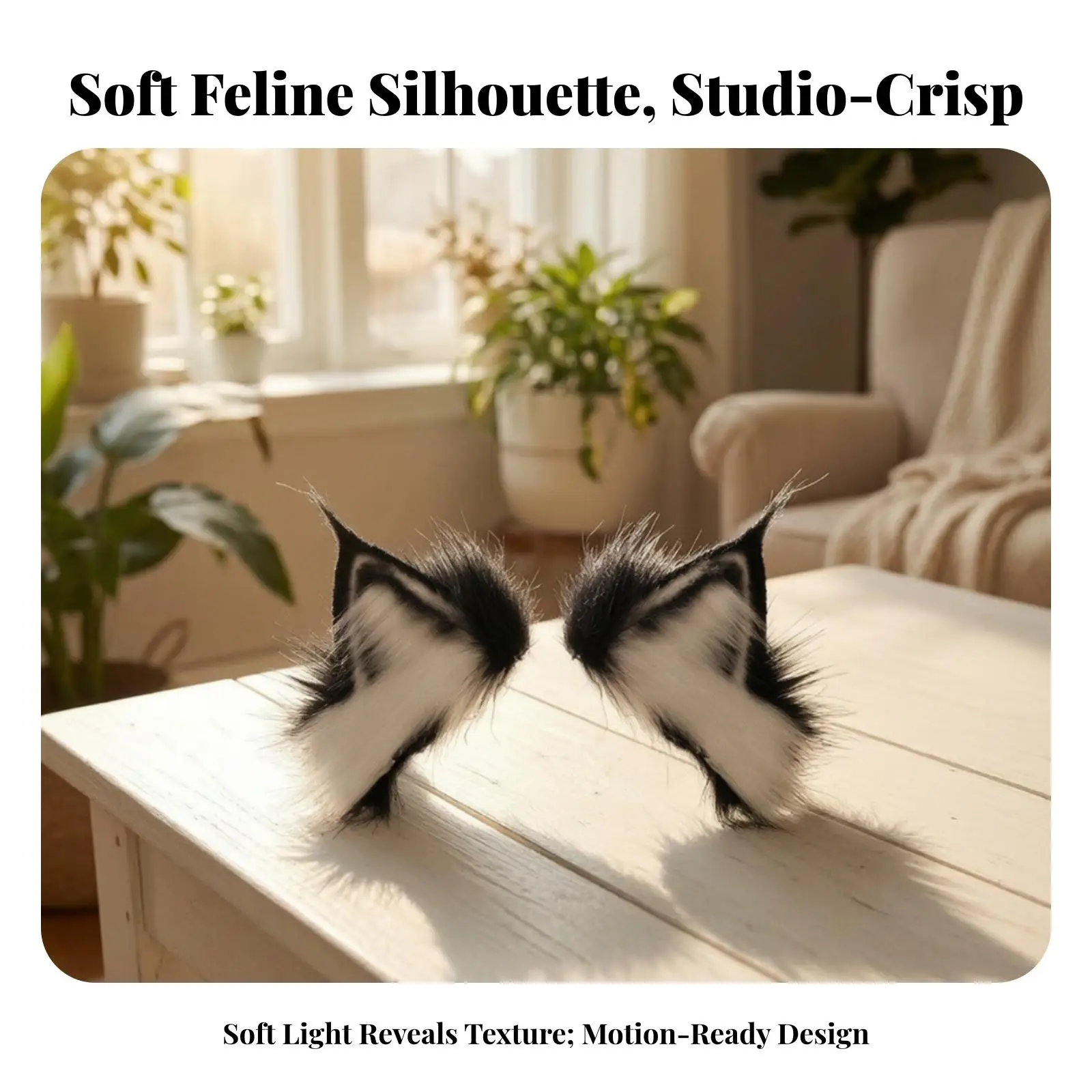 Moving Cat Ear Headband Plush Faux Fur for Cosplay Photoshoot Catrina Style Interactive Headwear