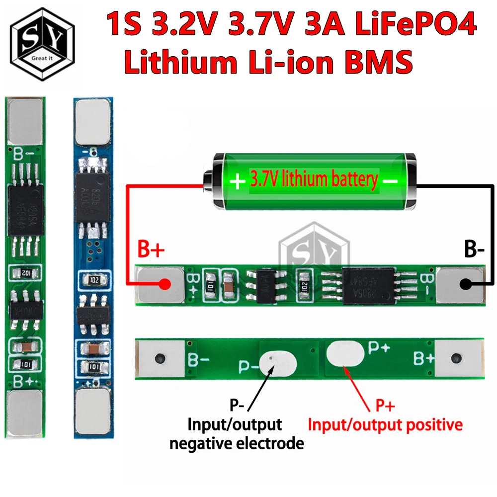 1/5/10PCS 1S 3.2V 3.7V 3A LiFePO4 / Lithium Li-ion BMS PCM Battery Protection Board Pcm For 18650 32650 Battery Packs