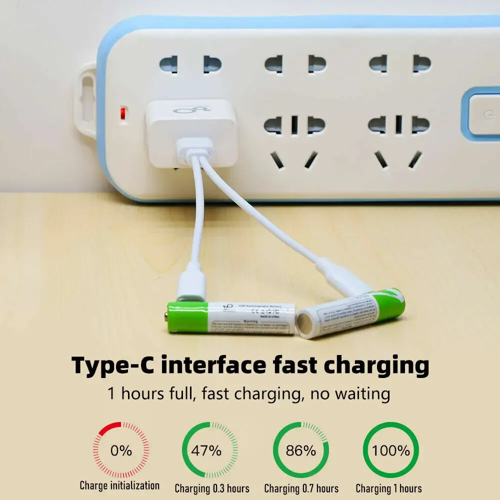 USB充電式リチウム電池,ケーブル付き,リモコン,ミニファン,電動玩具,1.5v,2600mah,4個