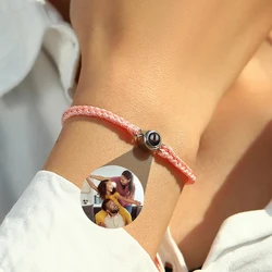 Pulsera personalizada con imagen en el interior, brazalete trenzado con foto de proyección personalizada, regalo de aniversario conmemorativo, joyería