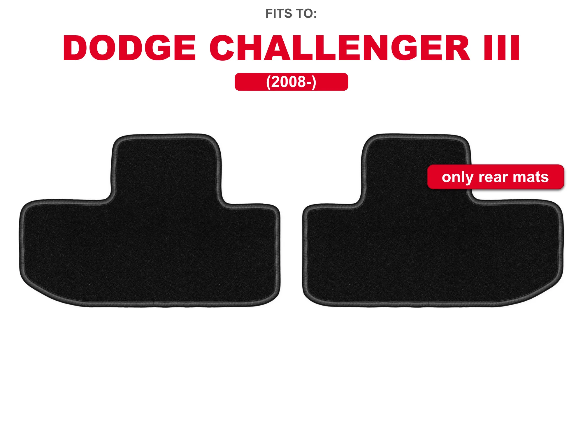 Velour tapijten achterin voor: Dodge Challenger III 2008-Coupe Zwart
