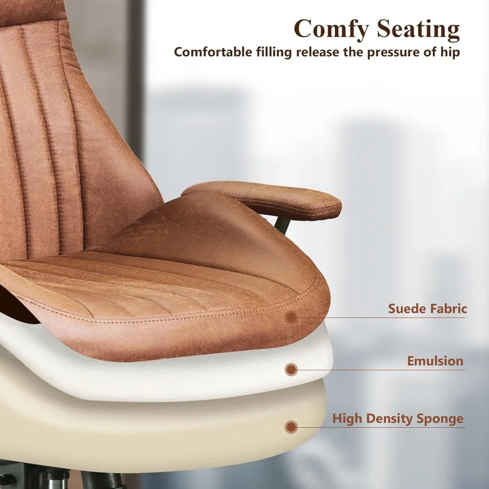 Mid Century Modren Office Chair,High Back Ergonomic Executive Chair with Lumbar Support, Computer Desk Swivel Task Chair with Wh