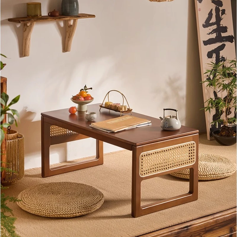 Foldable Bamboo Tea Table for Living Room Floor-standing Low Tables Minimalist Compact Tatami Coffee