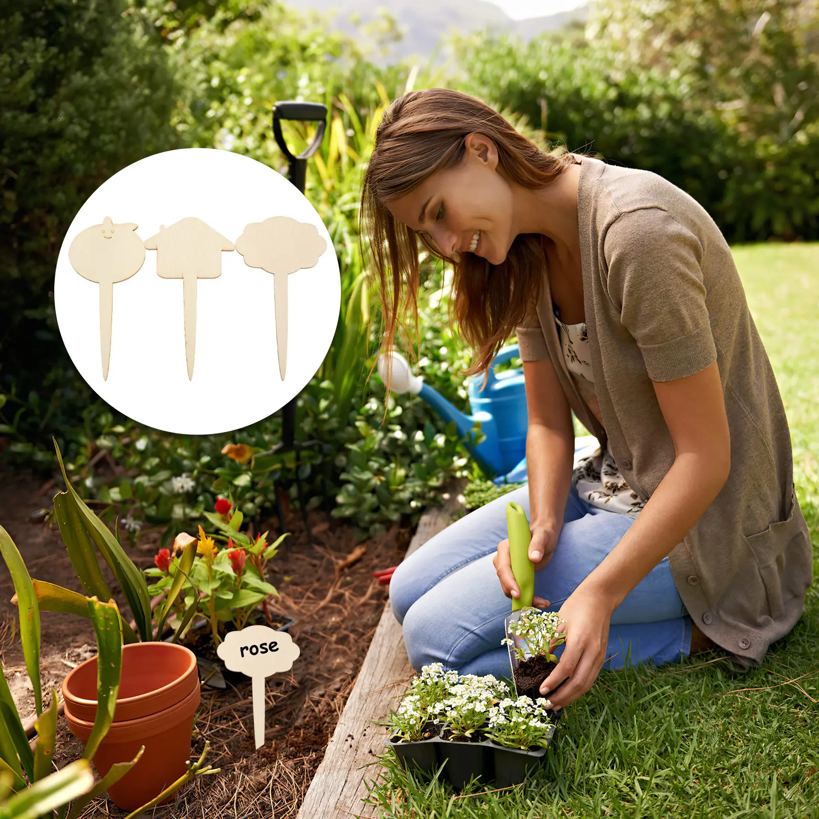 

30 Pcs Wooden Plant Labels Garden Flower Pot Tags Stakes for Planting Name Markers Easy Insert Soil Durable Gardening Supplies
