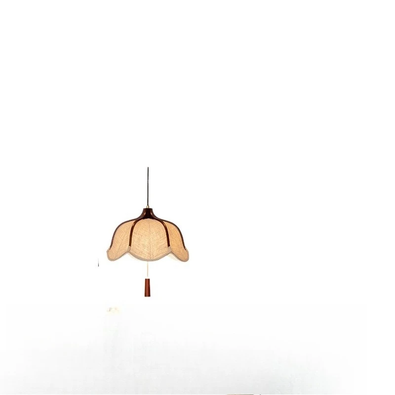 

Shift track restaurant chandelier medium ancient style solid wood fabric flower shadow French wabi-sabi retro meal