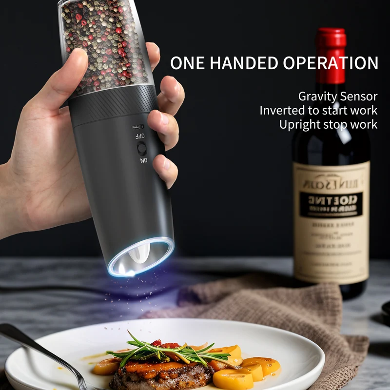 1pc/2pcs MINI USB Rechargeable Automatic Pepper Grinder Adjustable Coarseness Salt And Pepper Mill for Kitchen Spice Grinder view 4
