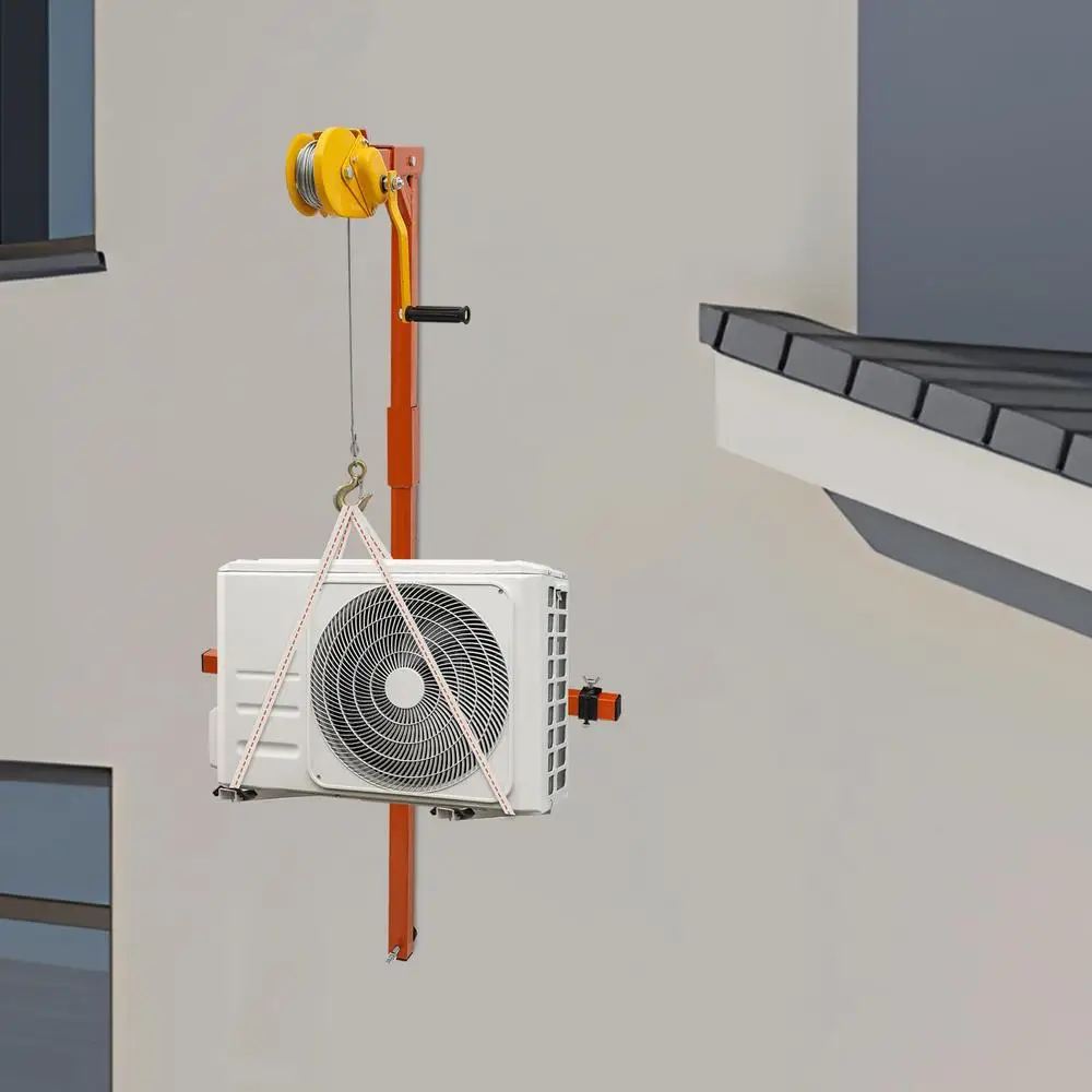 Air Conditioner Lifting Crane 15m/49.21ft Detachable Portable Tool 330lbs Load Stable Triangular Design Easy Assembly and