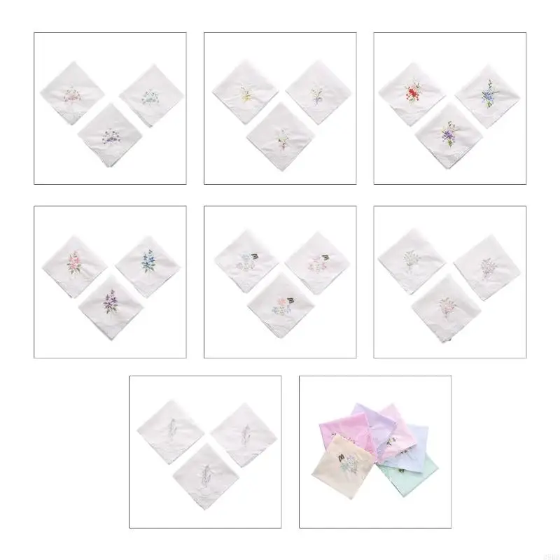 

28cm Colorful White Lace Embroidered Handkerchief Square Towel Cotton Soft Embroidered Ladies Handkerchief for Party