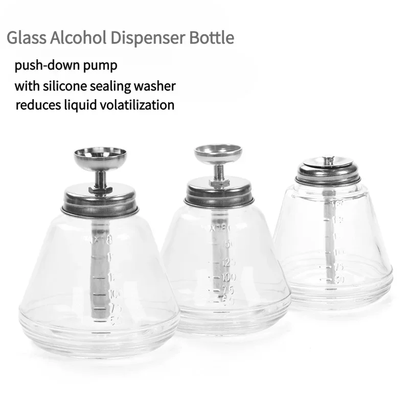 180ml Press Type Glass Alcohol Bottle ESD Anti Corrosion Flux Dispenser with Stainless Steel Pump for Phone Repair Cleaning