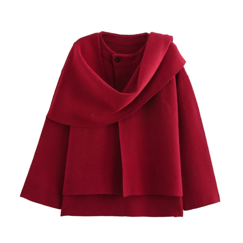 

Women's Fashion Fall and Winter Comfortable Casual Commuter Coat Knitted Loose Warm Coat Asymmetric Elegant Split Jacket