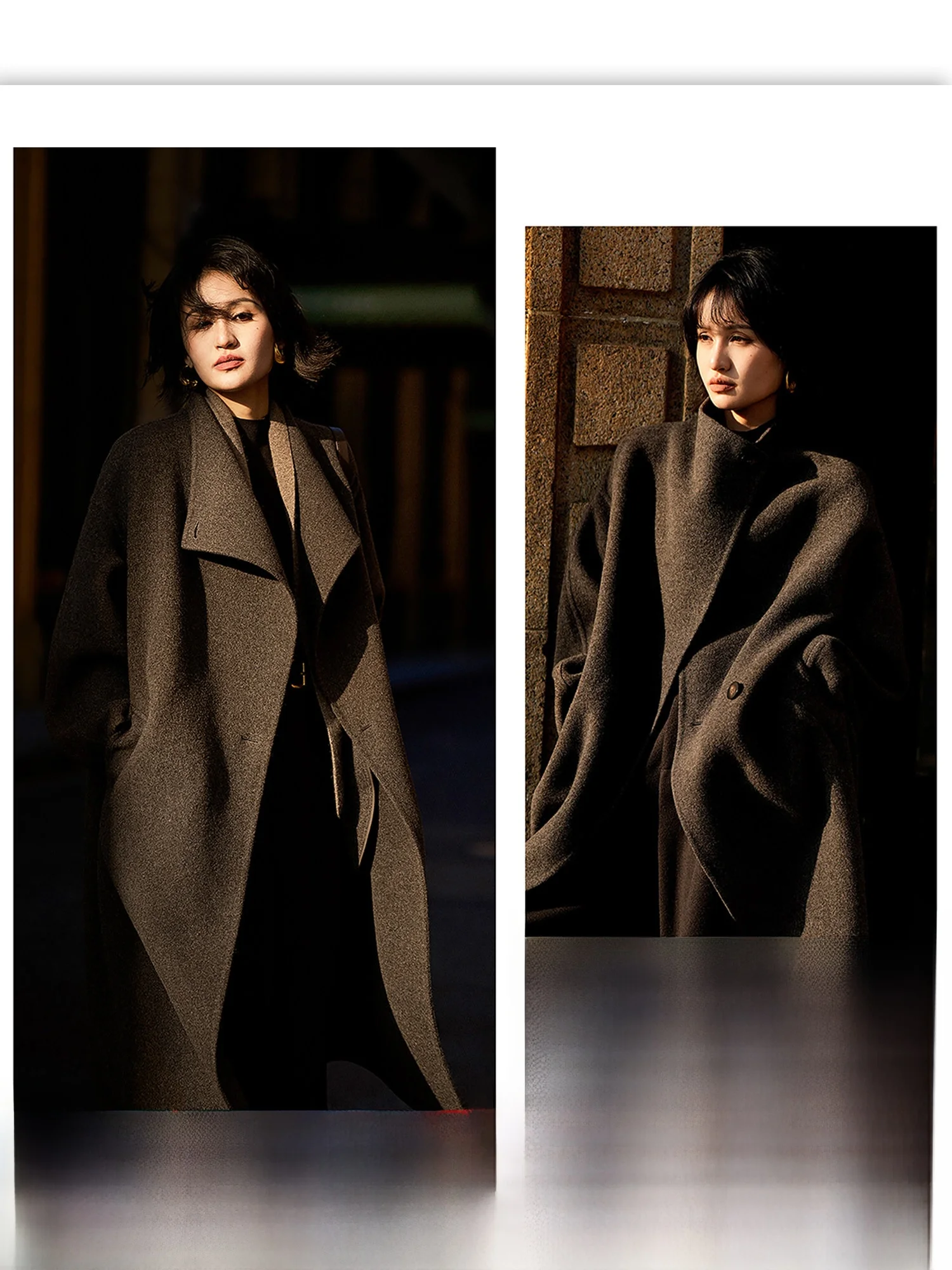 

Xiao Han【Nomadic Poem】Double-Faced Woolen Coat Asymmetric Slant Lapel Free Ne Outerwear 25 New Sle Women's OL Sle Commu...