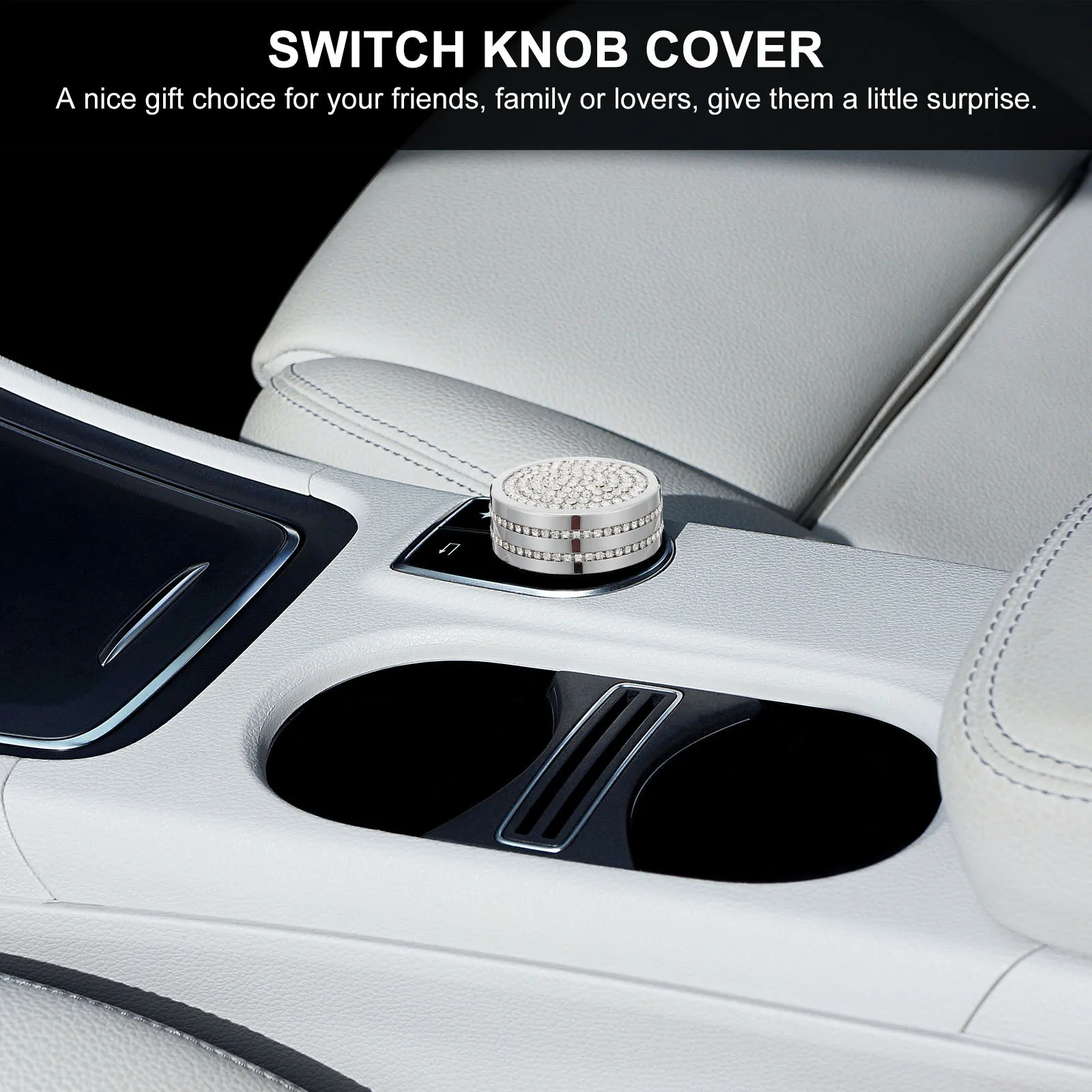 

Car Knob Decal Rhinestones Cover Multimedia Switch Decorative Accessory High Quality Zinc Alloy Eye Catching Design