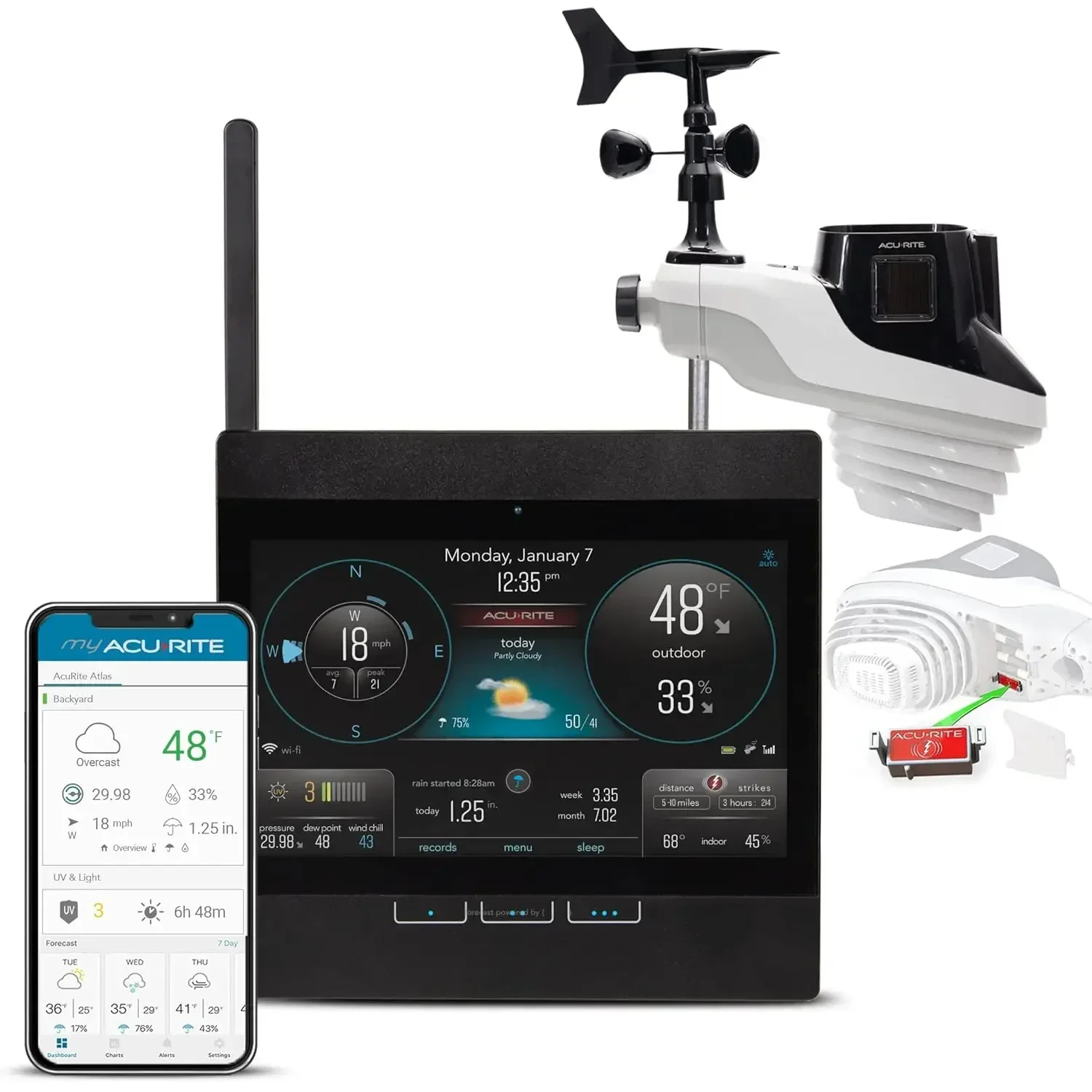 

Professional Home Weather Station with WiFi Display, Lightning Detection, Temperature, Humidity, Rain Gauge