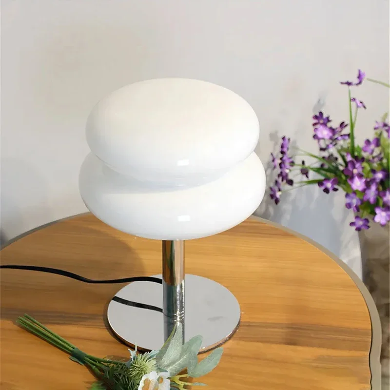 Imagem -03 - Macaron Glass Table Lamp Escurecimento Tricromático Proteção para os Olhos Night Light Girl Bedroom Bedside Decoration Room Atmosphere Lamps