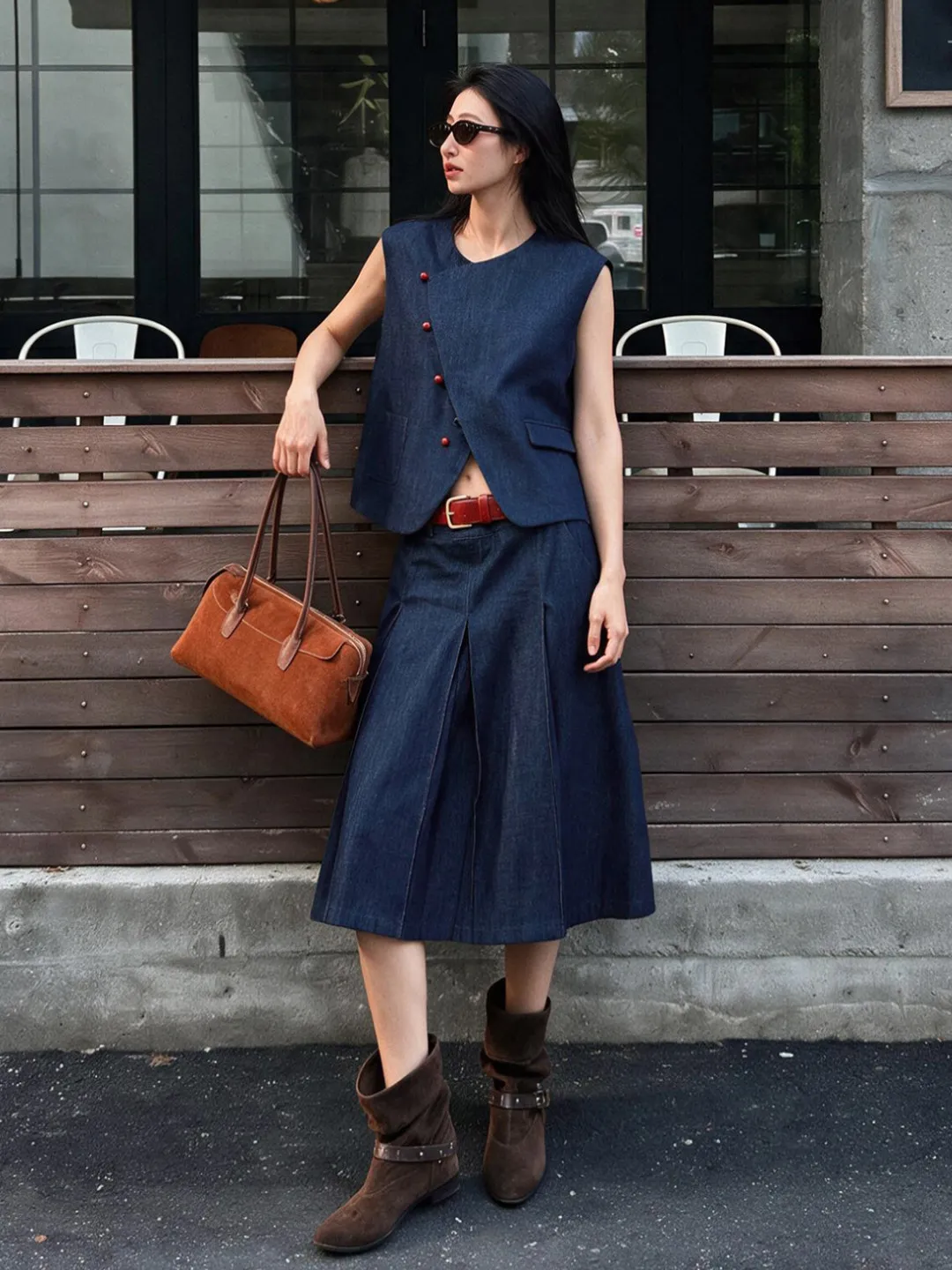 Washed Denim Vest And  Skirt Set Women's Summer 2026 Retro Chinese Style Two-Piece Suit Loose Fit Korean Style Casual Wear