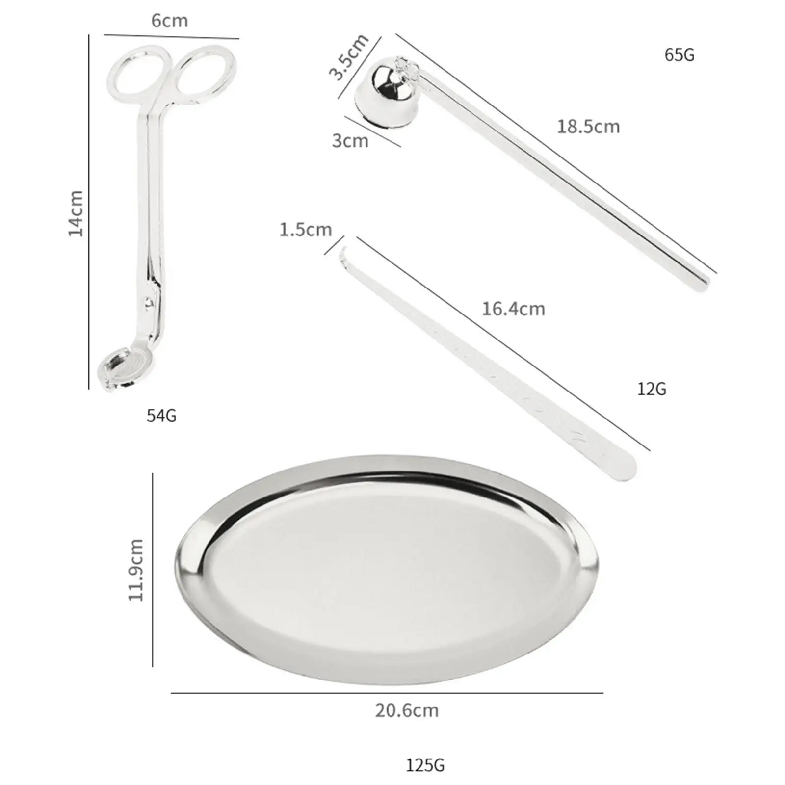 4Pcs Candle Accessories Wick Dipper Cutter Kit Stainless Steel with Storage Tray for Candle Lover Durable Multipurpose Exquisite