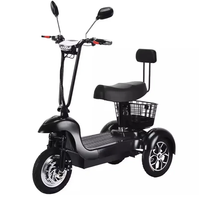 350W Brushless Motor Electric Scooter 3 Wheel 12Ah Lithium Battery 10 Inch Tire LED Light Front Brake Waterproof Sensor