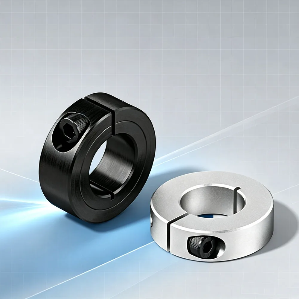 Single Split Shaft Collar Clamping Type Stop Positioning Retaining Ring for Smooth Shaft Limit Bearing Sleeve Thrust Collar