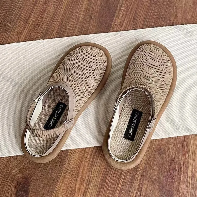 Women's Sandals 2025 Summer Mesh Breathable Fashion Vintage Half Slippers Lightweight Comfortable Soft Sole Non Slip Beach Shoes - Image 5