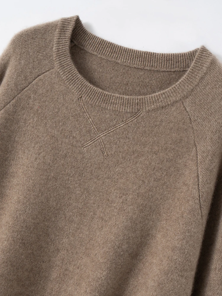 TLOML النساء 100% فساتين سترة الكشمير المعنقة س الرقبة قطعة واحدة فساتين الخريف الشتاء سميكة لينة الكشمير تريكو فضفاض أسلوب بسيط #6