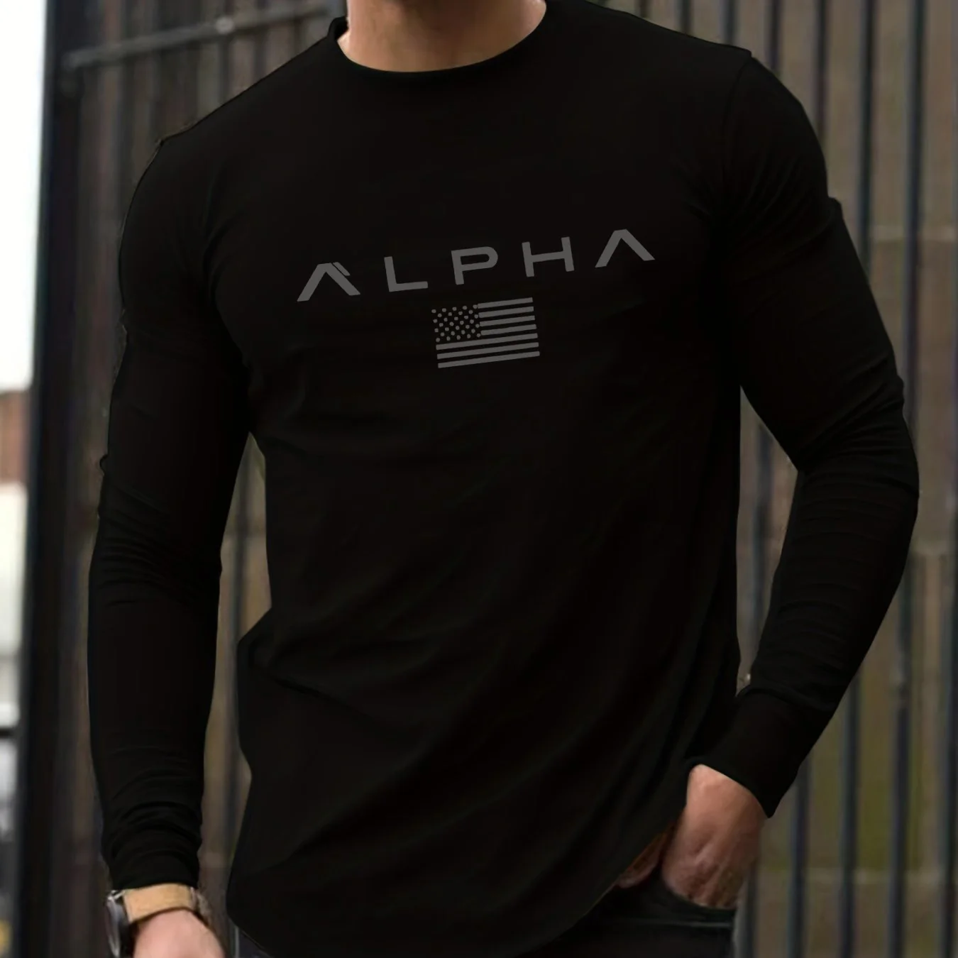 100% cotton men's long sleeved round neck loose and fashiona