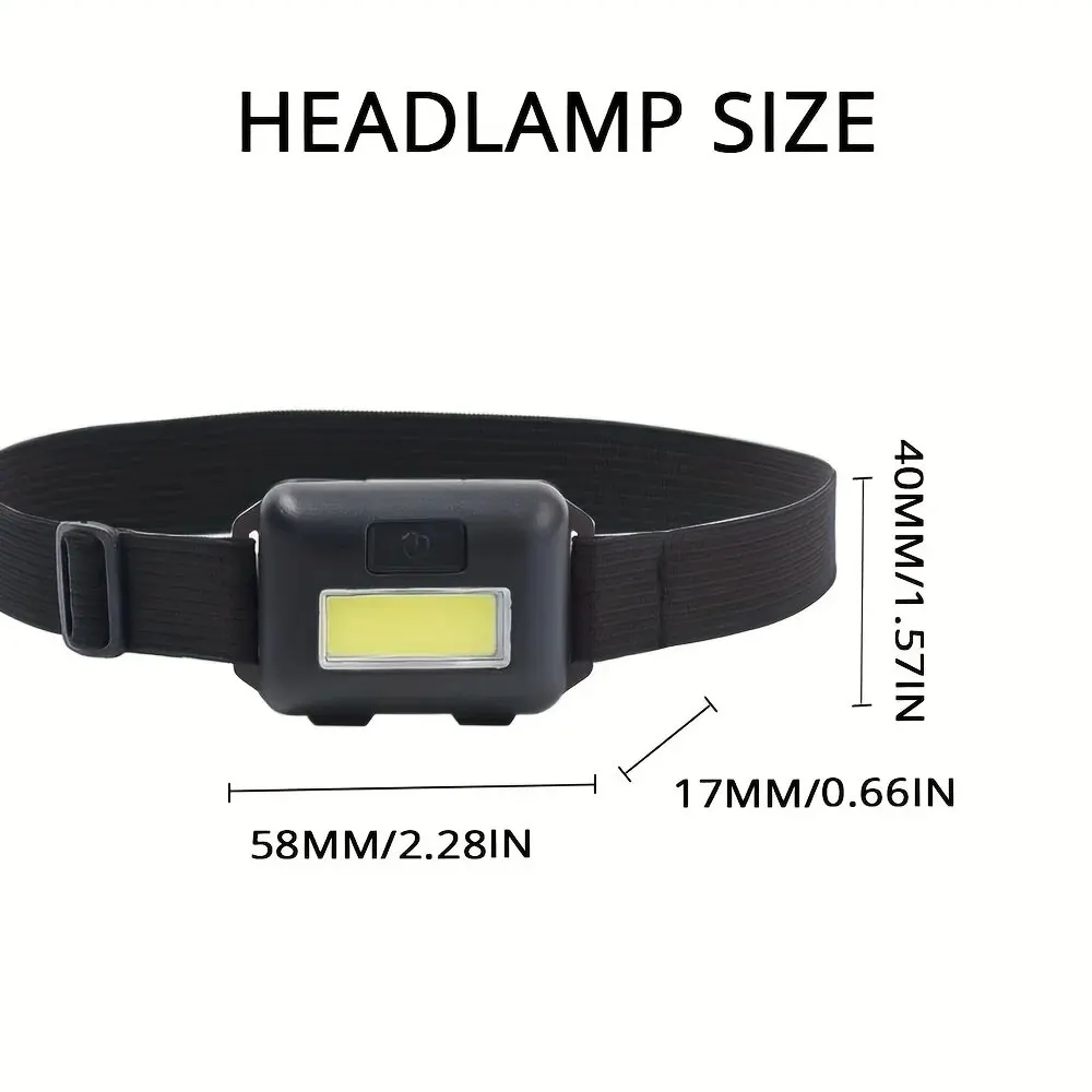 Mini COB Small Headlamp Outdoor Camping Night Riding Fishing Head Flashlight, Portable Lightweight Headlight Using AAA Batteries