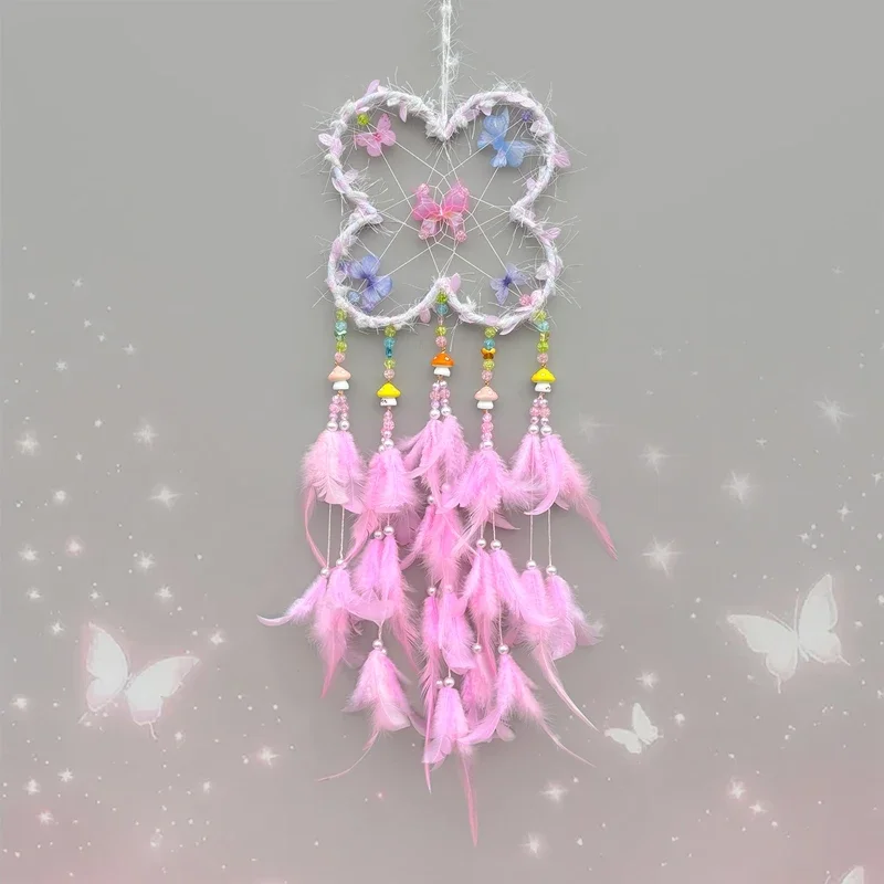 Creative Colorful Feathers Dream Catcher With Butterfly Large Wall Hangings Decor Bedroom Decorations Wind Chimes For Girls Gift