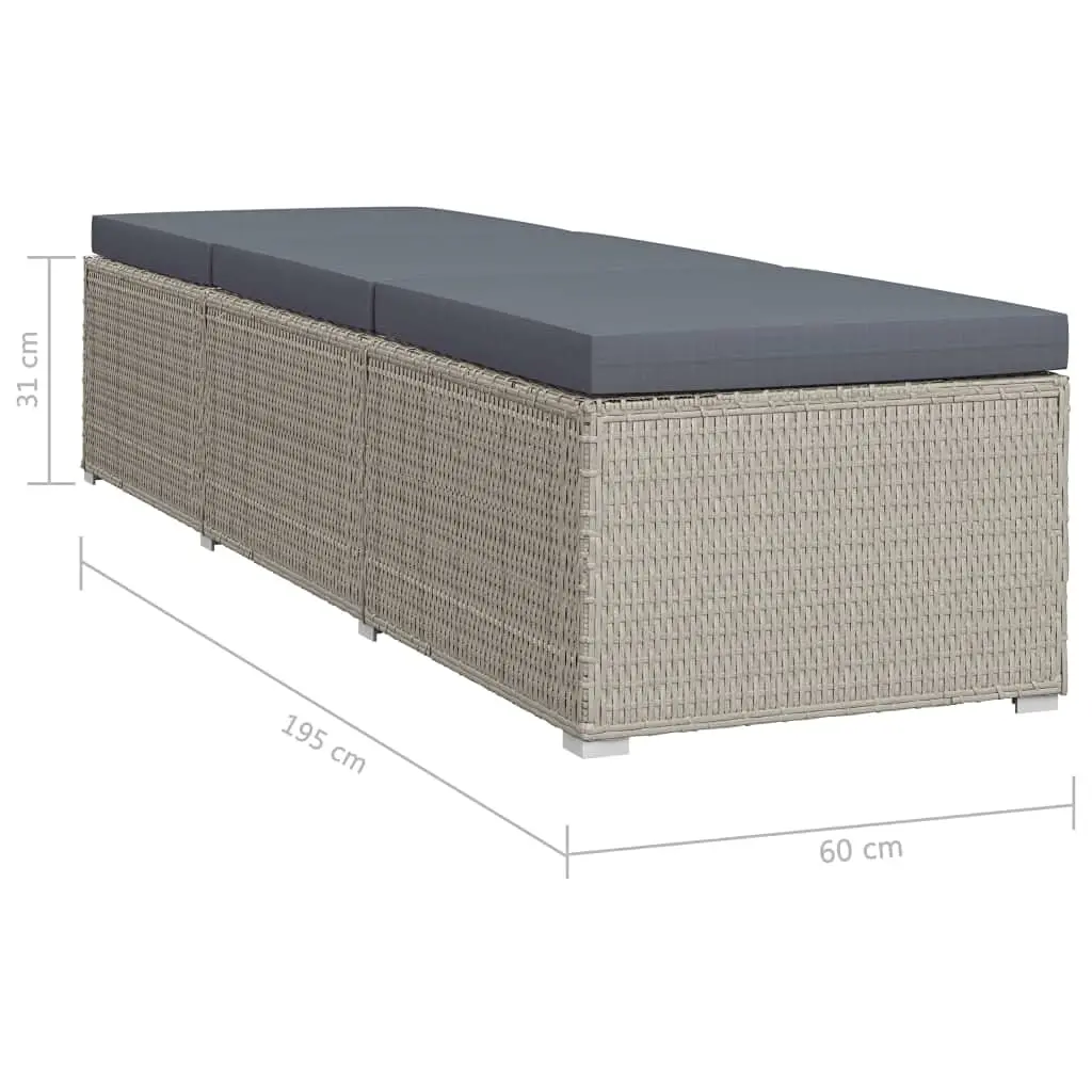 Outdoor Rattan Chaise Lounge w/Adjustable Backrest & Cushion, Patio Garden Recliner Sunbed, Poly Wicker Gray, Customized