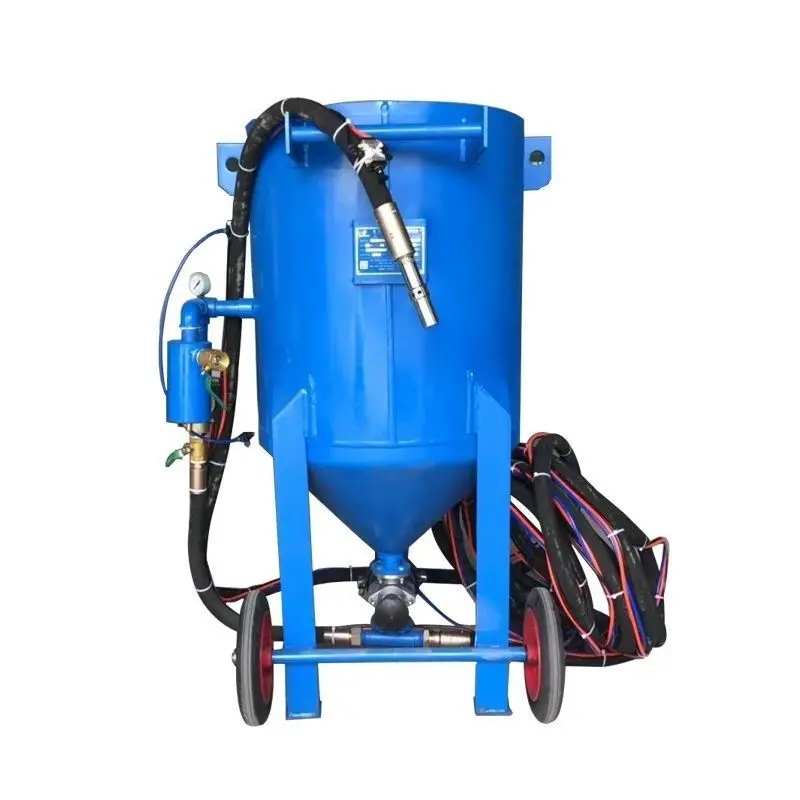 High Pressure Manual Motor Sandblasting Machine for Burnishing and Polishing Dry/Wet Dustless Operation with Tank