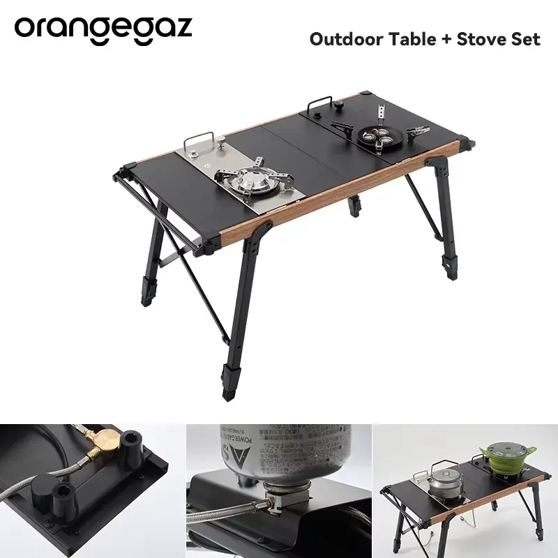 Outdoor Semi-Unit IGT Split Camping Windproof Stove with Built-In Dual-Use Stove Table Set for IGT