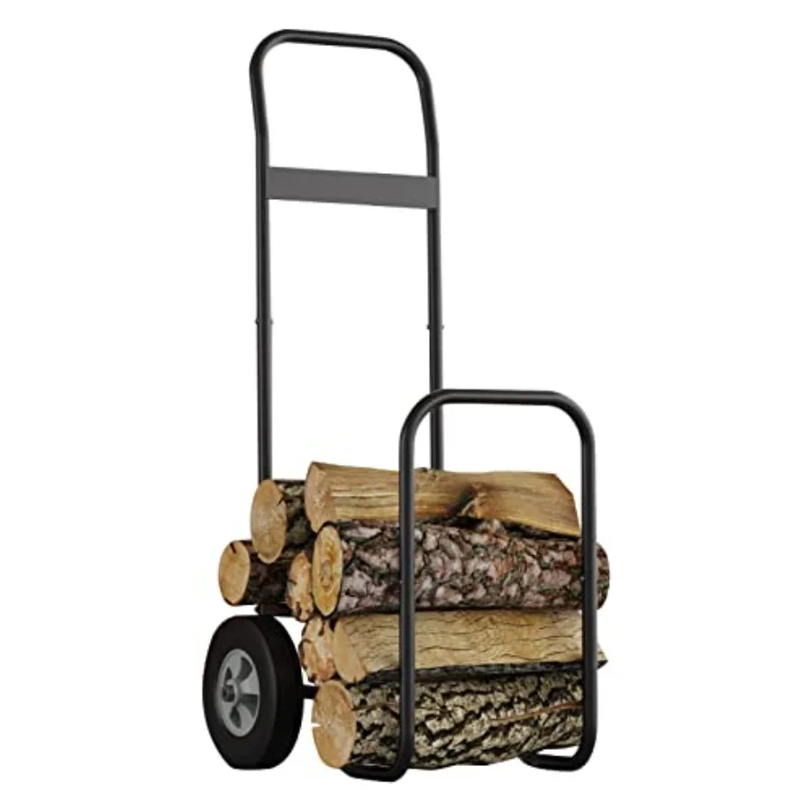 

Firewood Log Cart Carrier Outdoor and Indoor Wood Rack Storage Mover Rolling Dolly Hauler