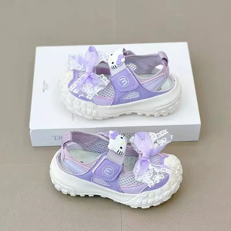 Sepatu Putri Ins Anime Sanrio Kawaii Hati Feminin 2025 Hadiah Sandal Olahraga Anak-anak Bersol Lembut Mode Lucu Musim Panas Baru
