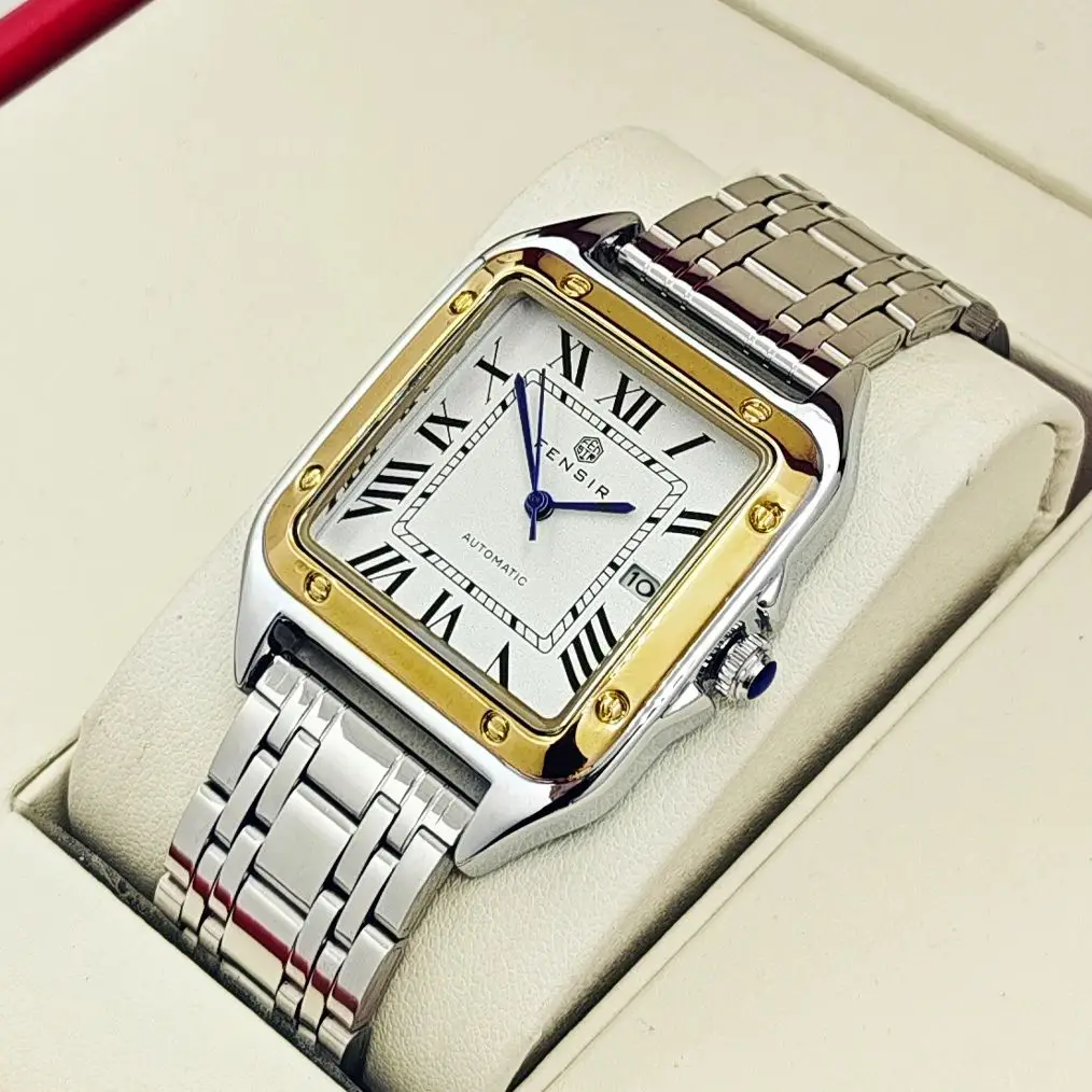Luxury Watch for Men, Calendar Display, Stainless Steel Strap, High-End Luxury Small Square Men's Watch, Fashionable Business Casual Versatile Trendy Men's Wristwatch, the Best Gift for Him image 4