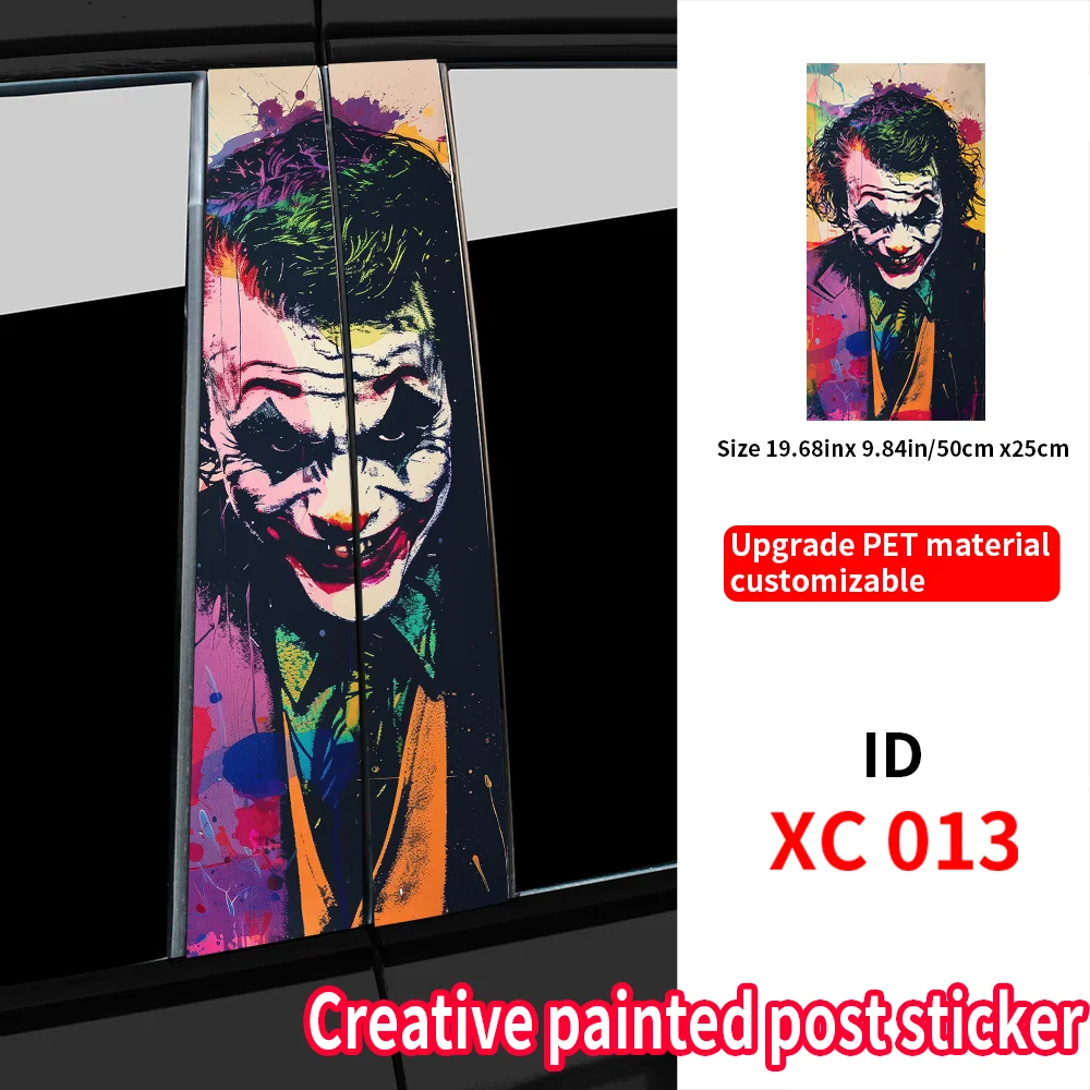 Graffiti Joker Car Stickers B-pillar Vinyl Decal Waterproof Auto Center Pillar Sticker Cover Scratches Vehicle Decor Accessories