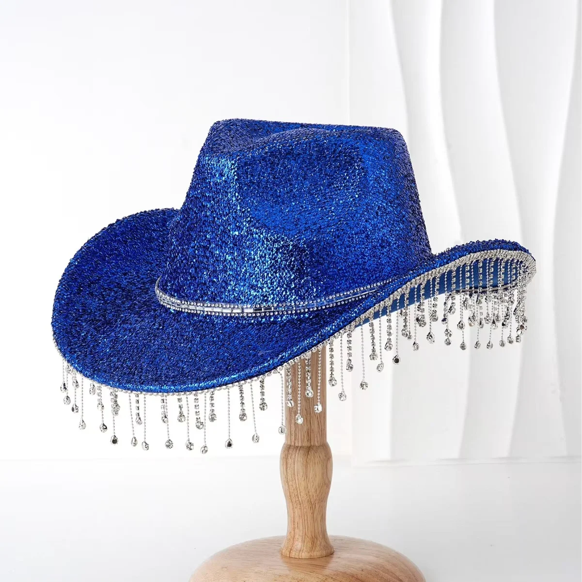 

HongLuan Blue Glitter Costume Hat Adult, Cowboy Hats Rhinestone for Woman, Cowboy Cosplay Female Accessories & Cowgirl Cap
