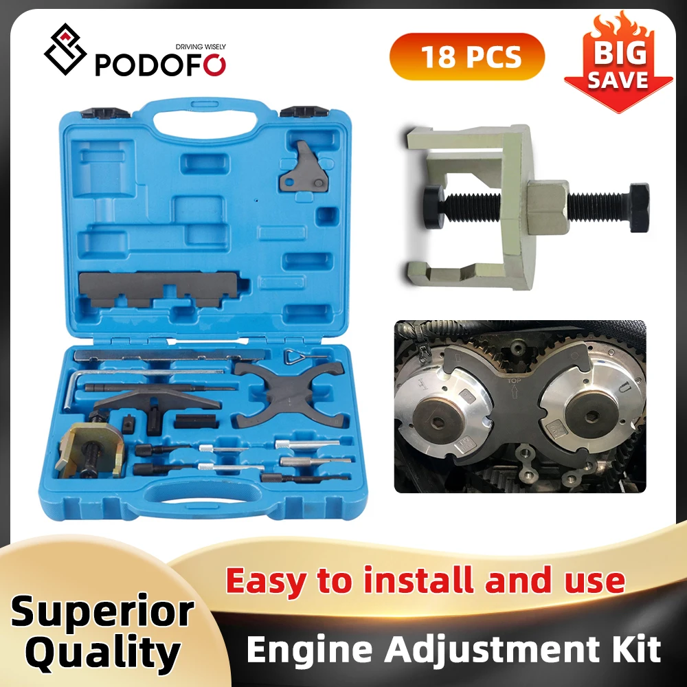 Podofo Strumento di fasatura del motore Kit di regolazione del motore per Ford Mazda Strumenti di bloccaggio del volano dell'albero a camme 1.4 1.5 1.6 1.8 2.0 2.3L 2.5L