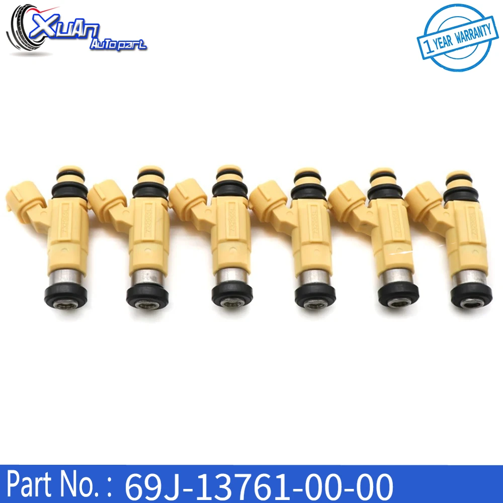 XUAN 6pcs Fuel Injectors Nozzle for Yamaha 200HP 225HP F200 F225 Four Stroke Outboard 02-12 69J-13761-00-00 CDH240