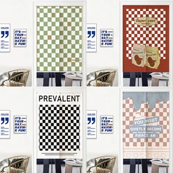 Colourful Plaid Red Green Door Curtain Hotel Box Privacy Half Curtain Kitchen Bathroom Curtain Blackout Tube Curtain Decorative