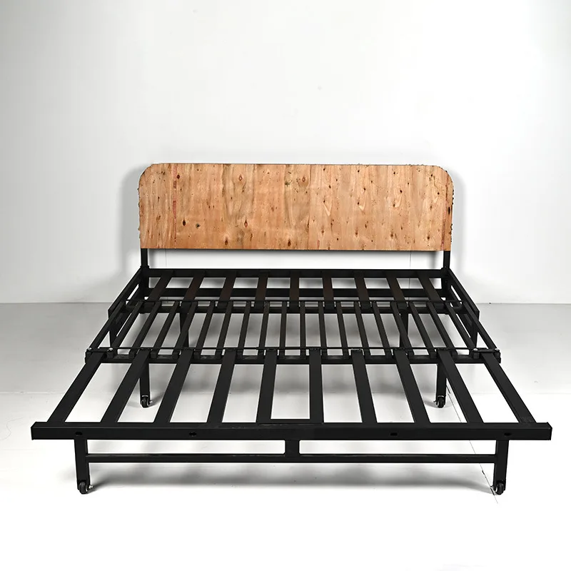 Three-section telescopic pull-out metal bed frame dual-purpose sofa bed iron frame multi-functional wrought iron load-bearing