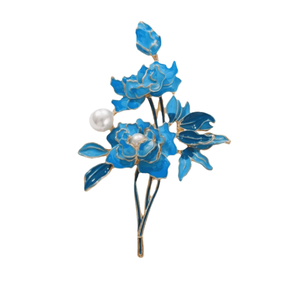 Elegant Cloisonne Brooch Chinese Style Light Luxury Peony Flower Corsages Clothing Accessories Pearl Flower Badge Pin Party