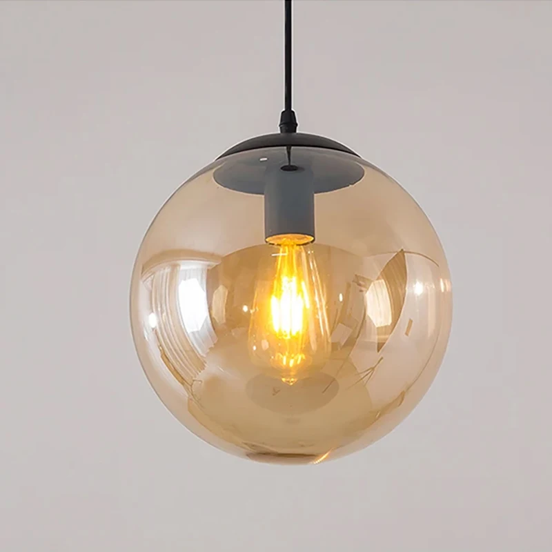 Nordic Restaurant bar Pendant Light Simple Single Head Milk tea Coffee Shop Bubble Transparent Round ball Small Pendant Light