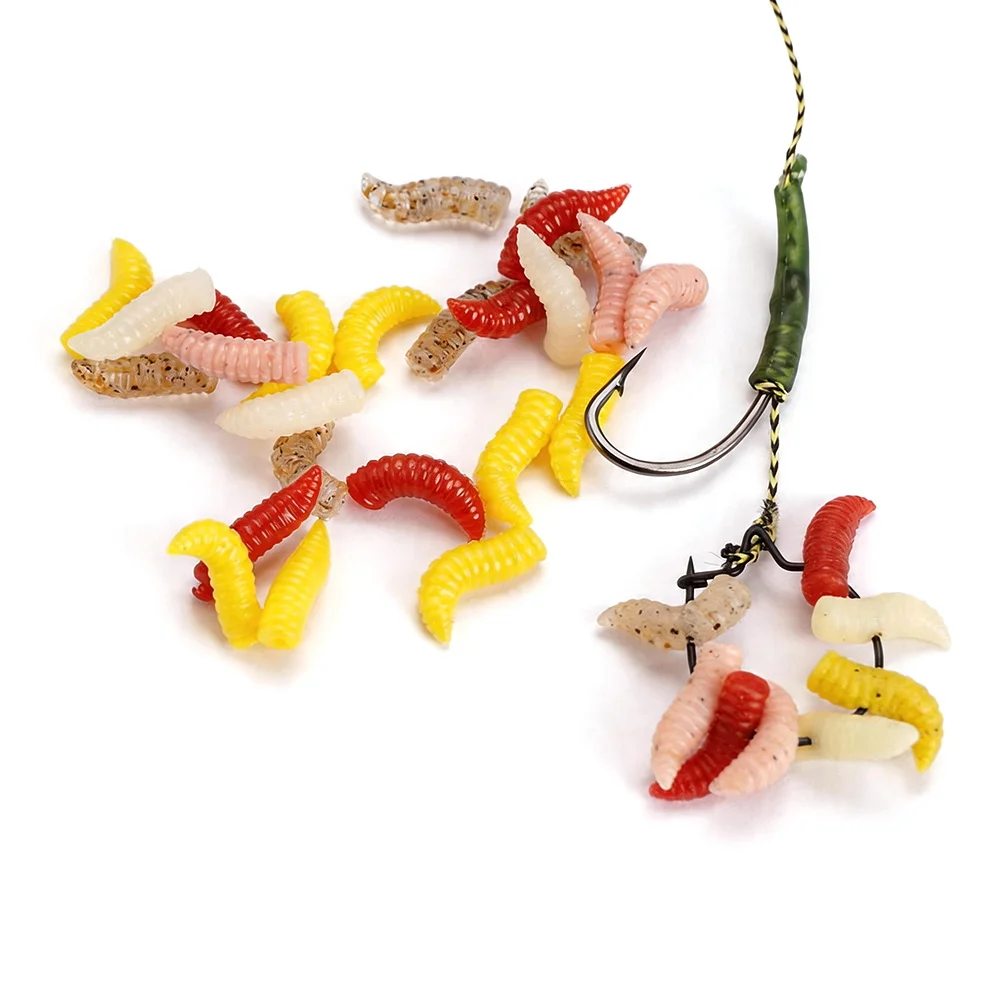 Hirisi 1,2cm/1,5cm Weiche Plastik-Madenköder Mini-Wurmköder Künstlicher Silikon-Larvenköder Karpfenangel-Zubehör – Detail 9