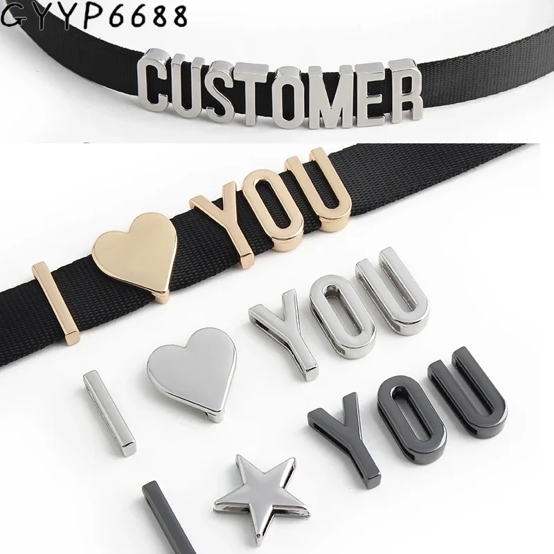 

10/100PCS 19MM Full Metal A-Z Alphabet Slide Letters For DIY Wristband Bracelet Charms Keychain Bags Belt Decoration Accessories