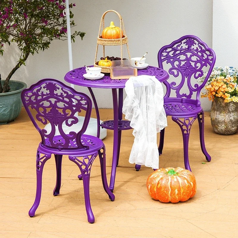 

Outdoor tables and chairs cast aluminum courtyard set vintage dining cafe garden furniture terrace