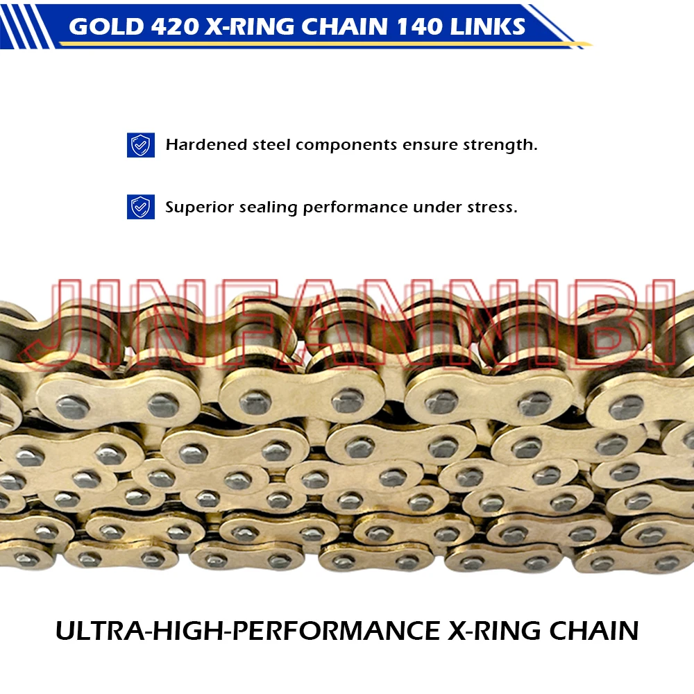 Gold 420 X-Ring Chain 140 Links Connecting Master Link for Motorcycle Dirt Bike