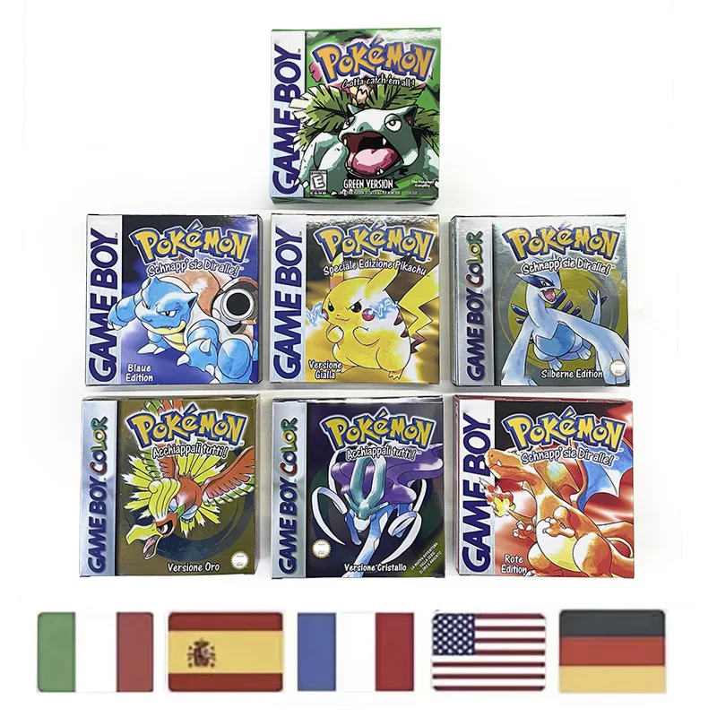 eur-ita-eua-esp-noe-amarelo-vermelho-dourado-cristal-azul-prata-serie-pokemon-reproducao-metalica-holografica-caixa-trey-para-gbc