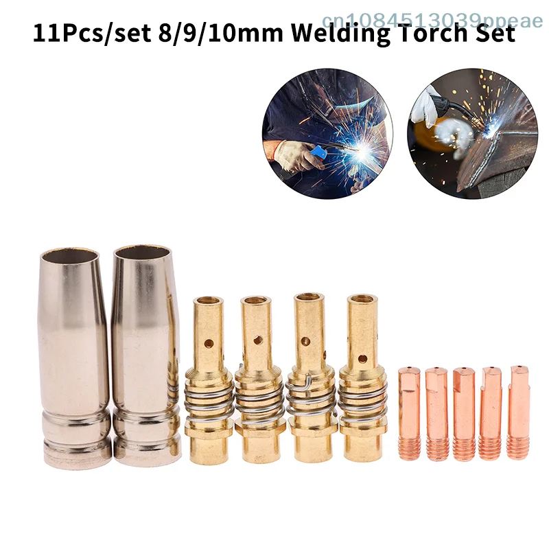 

Gas-shielded Welding Accessories 11PCS MIG/MAG Conductive Nozzles For Dual Shielded Torch 15AK Torch Connecting Rod Set 11PCS
