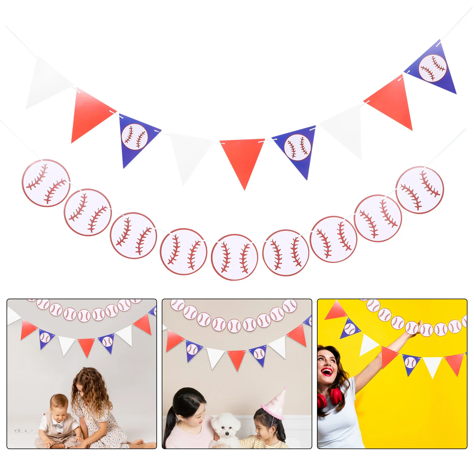

2Pcs Baseball Party Decoration Set Paper Garland Bunting with Vibrant Baseball Designs for Sports Birthday Party Themed Events