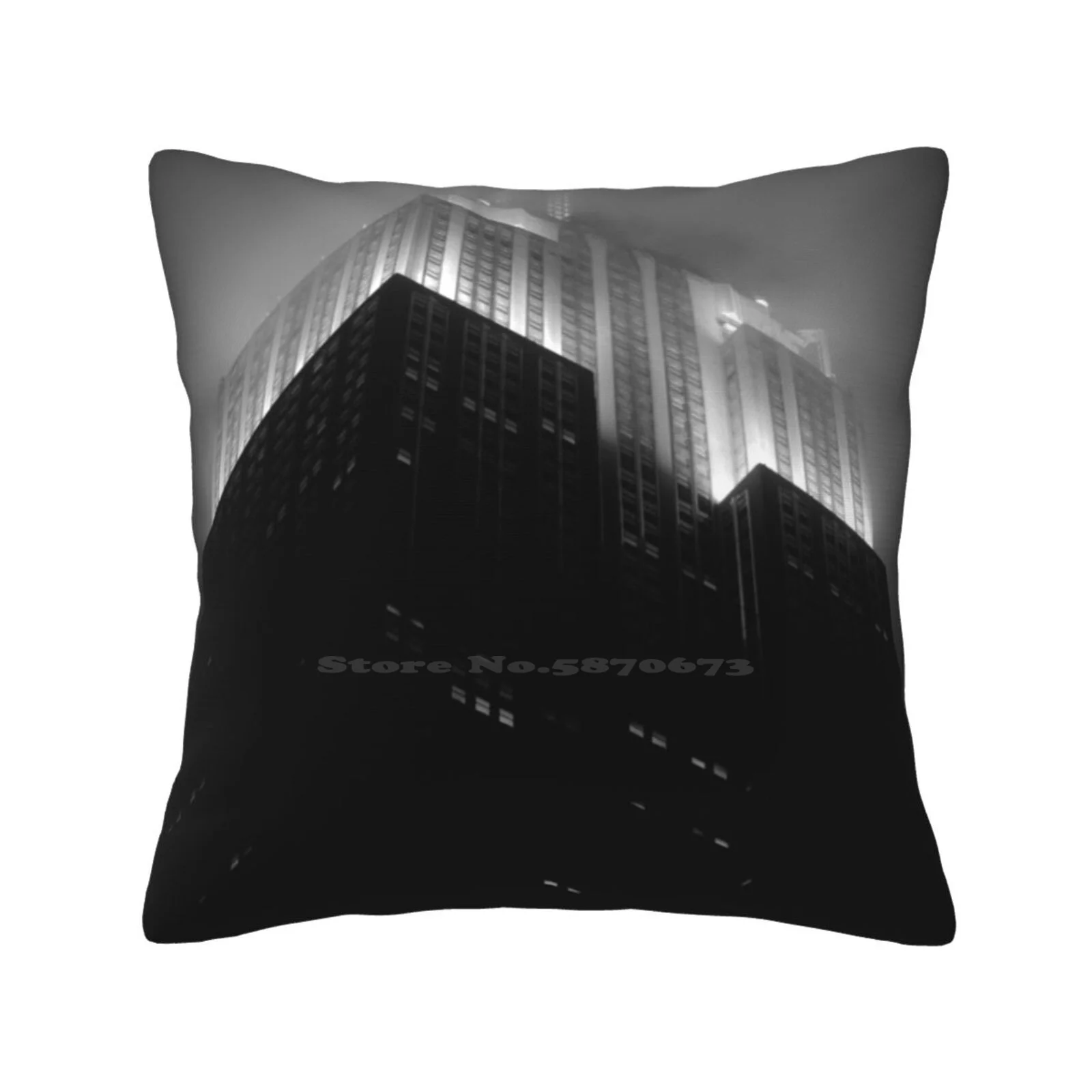 Empire State Building By Night Throw Cushion Pillow Cover Architecture Black And White Dark Empire State Building Manhattan