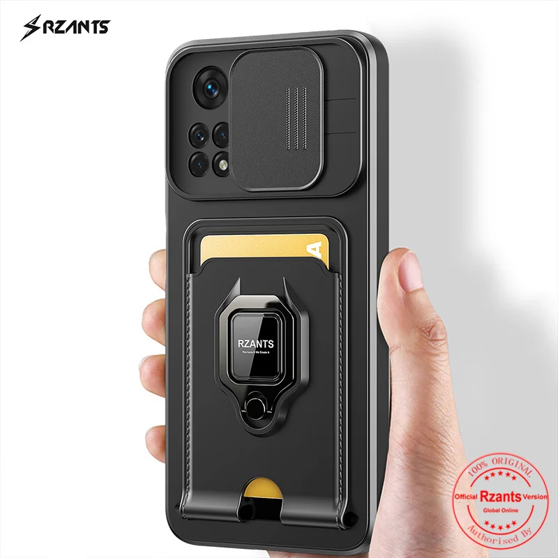 Rzants For Redmi Note 11 Pro Plus + 5G Note 11s Global Fashion Case[Bison] business Push-pull card holder ring armor Case Cover